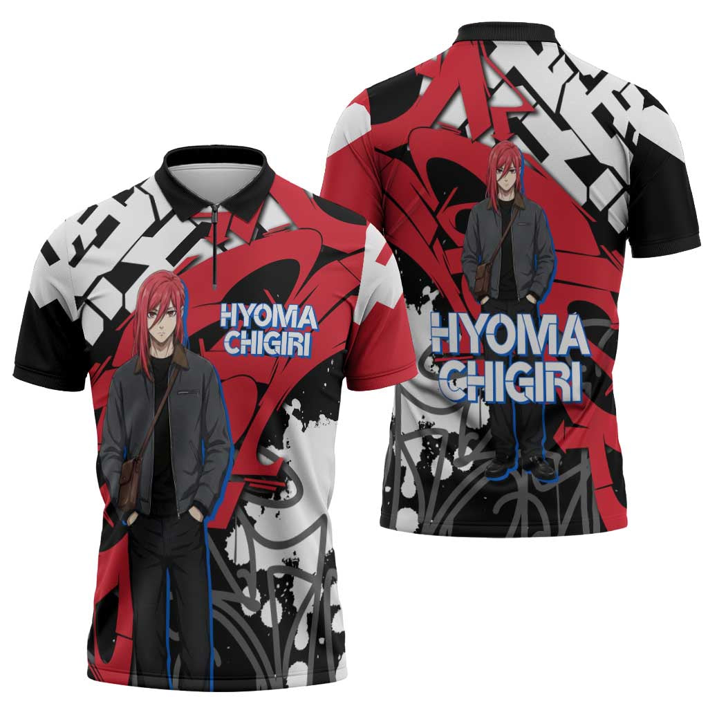 Hyoma Chigiri Blue Lock Zipper Polo Shirt Urban Graffiti Street Art Style