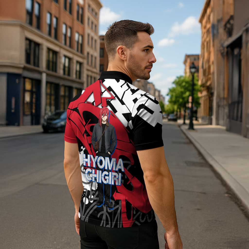 Hyoma Chigiri Blue Lock Zipper Polo Shirt Urban Graffiti Street Art Style