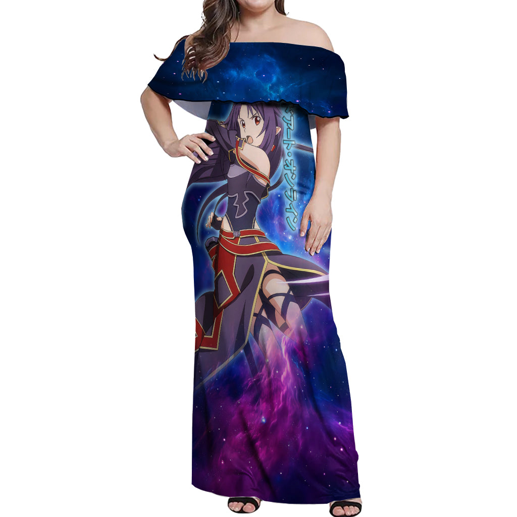 Yuuki Off Shoulder Maxi Dress Sword Art Galaxy Style