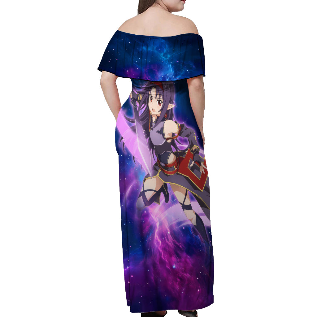 Yuuki Off Shoulder Maxi Dress Sword Art Galaxy Style