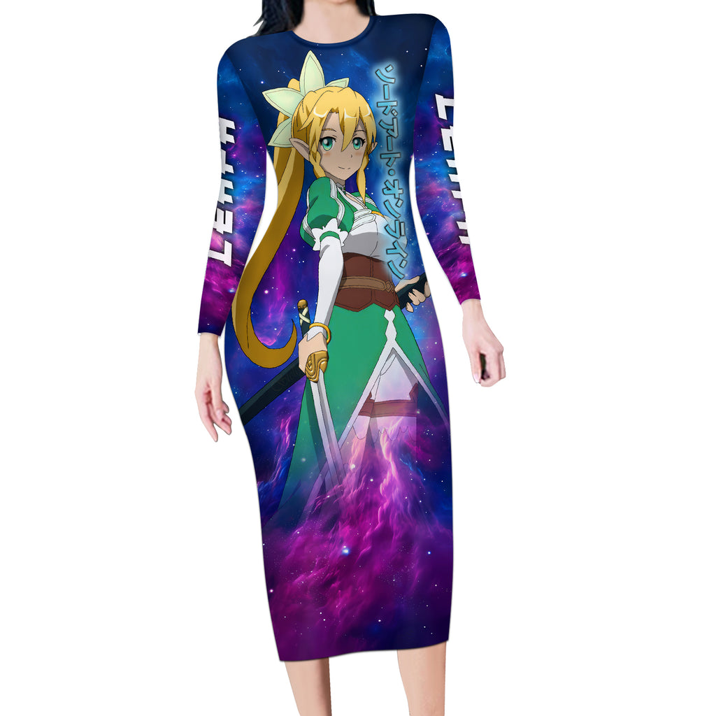 Leafa Long Sleeve Bodycon Dress Sword Art Galaxy Style