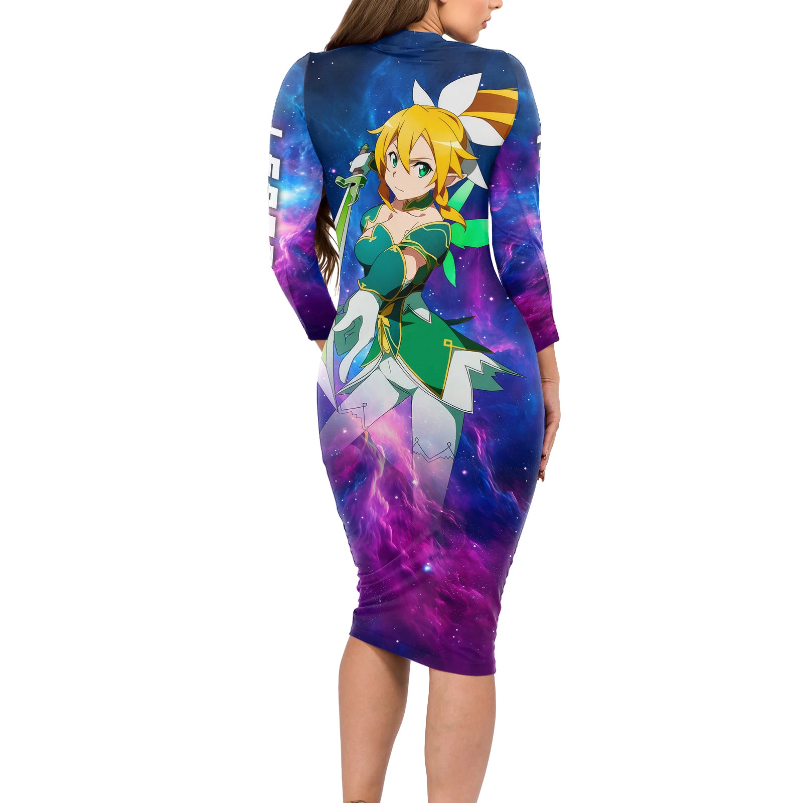 Leafa Long Sleeve Bodycon Dress Sword Art Galaxy Style