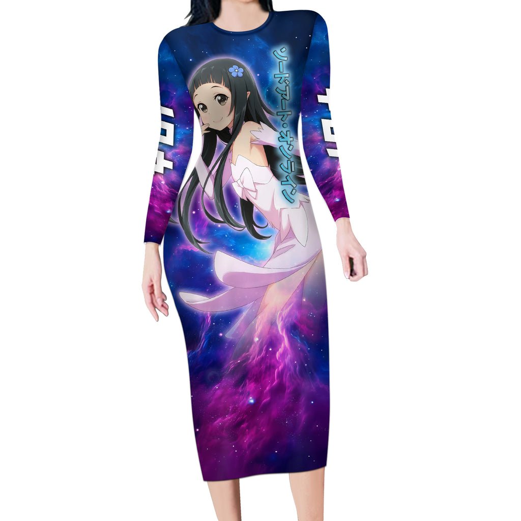 Yui Long Sleeve Bodycon Dress Sword Art Galaxy Style