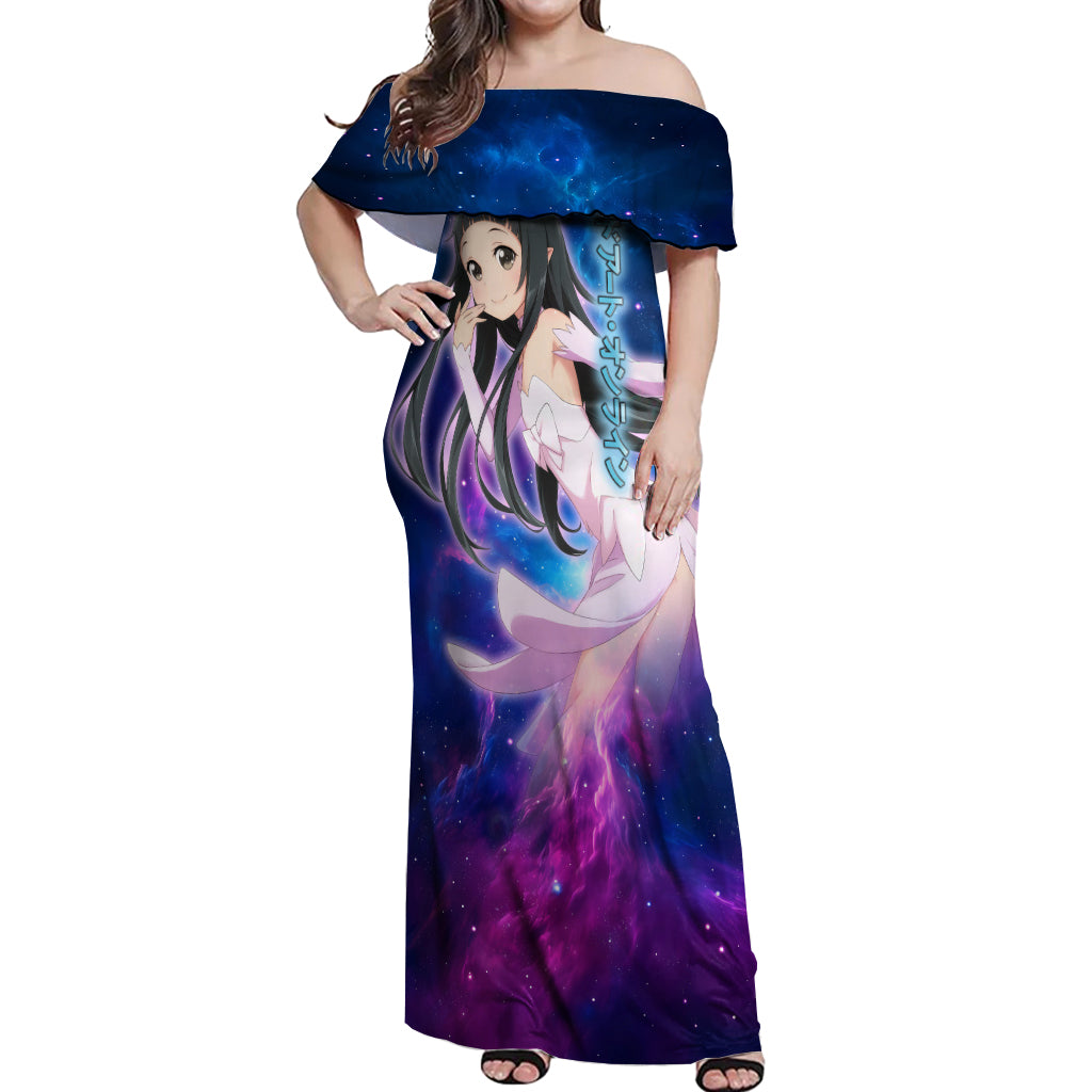 Yui Off Shoulder Maxi Dress Sword Art Galaxy Style