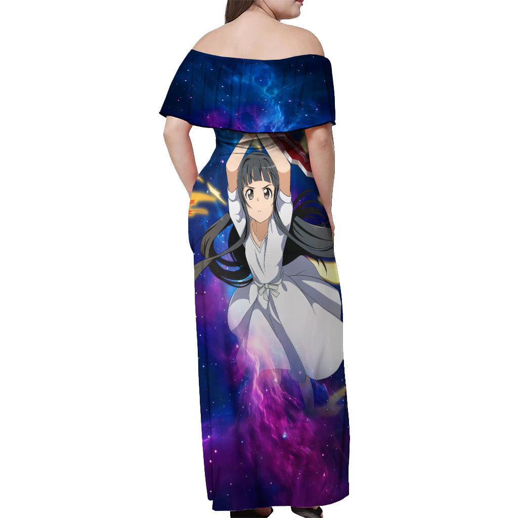 Yui Off Shoulder Maxi Dress Sword Art Galaxy Style