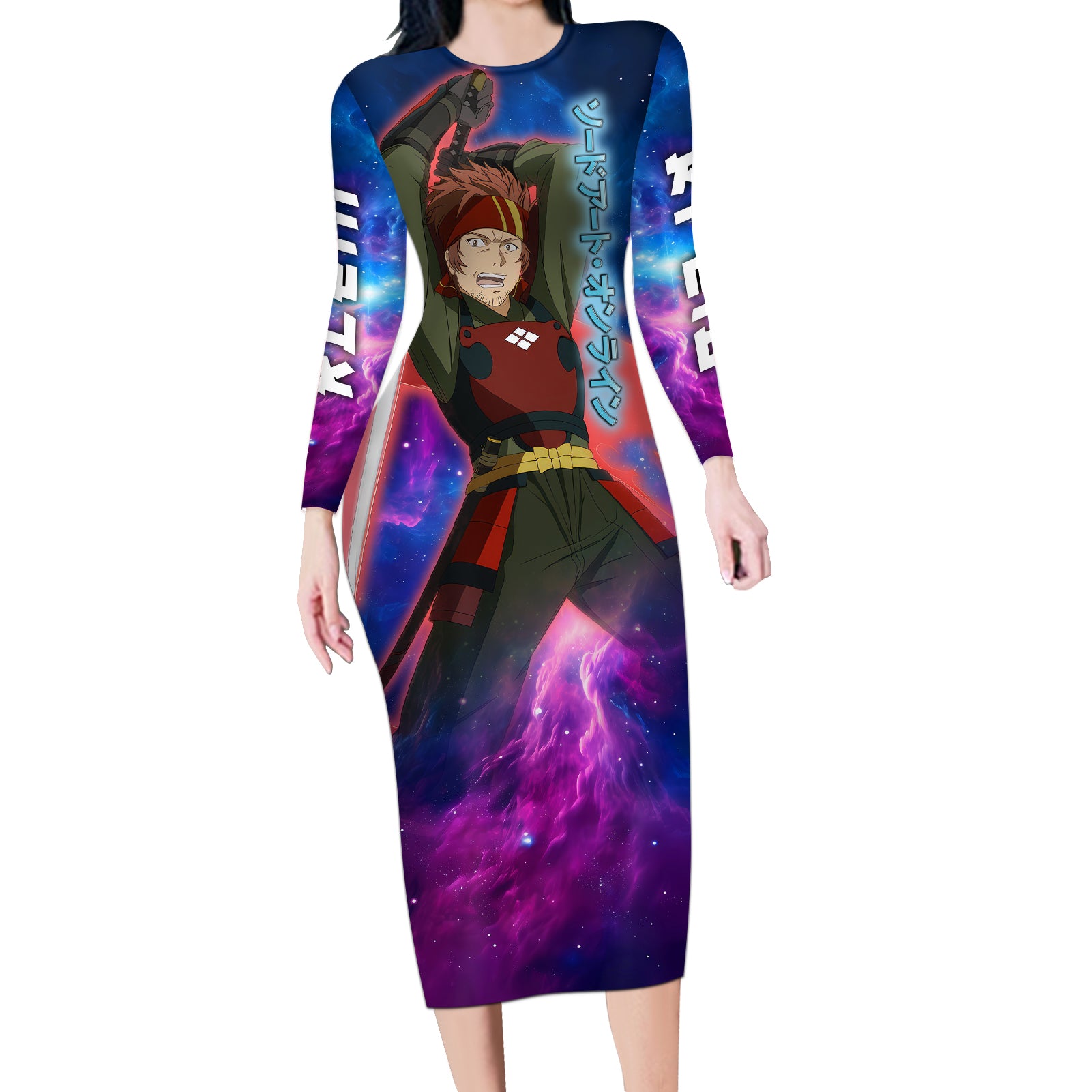 Klein Long Sleeve Bodycon Dress Sword Art Galaxy Style