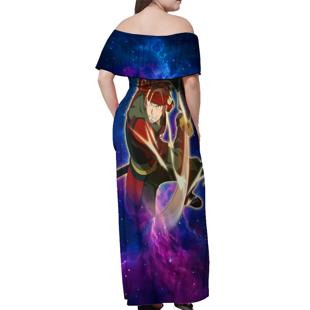 Klein Off Shoulder Maxi Dress Sword Art Galaxy Style