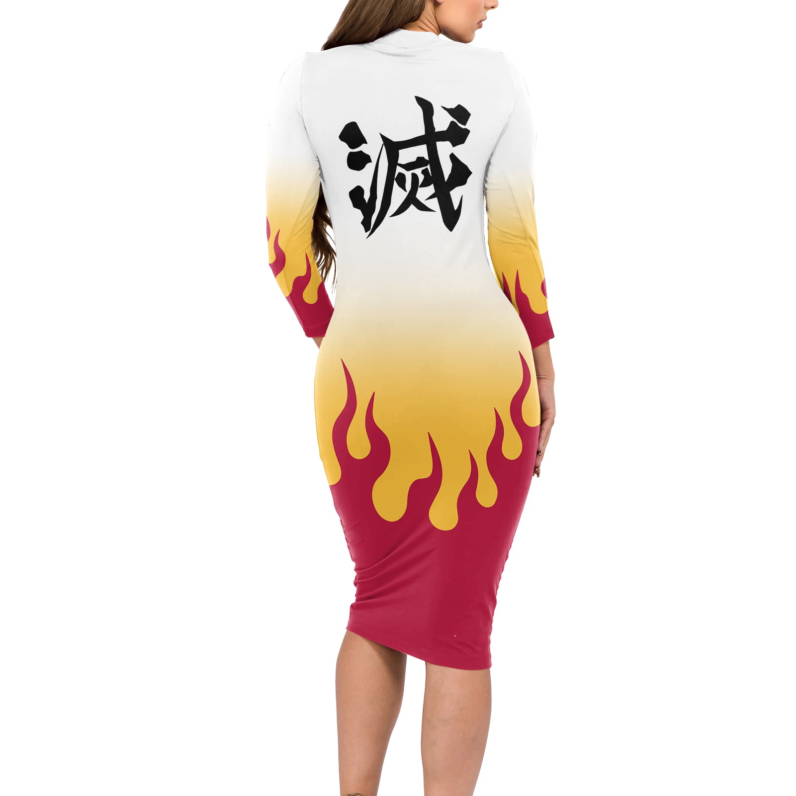 Rengoku Long Sleeve Bodycon Dress Demon Slayer Funny Style
