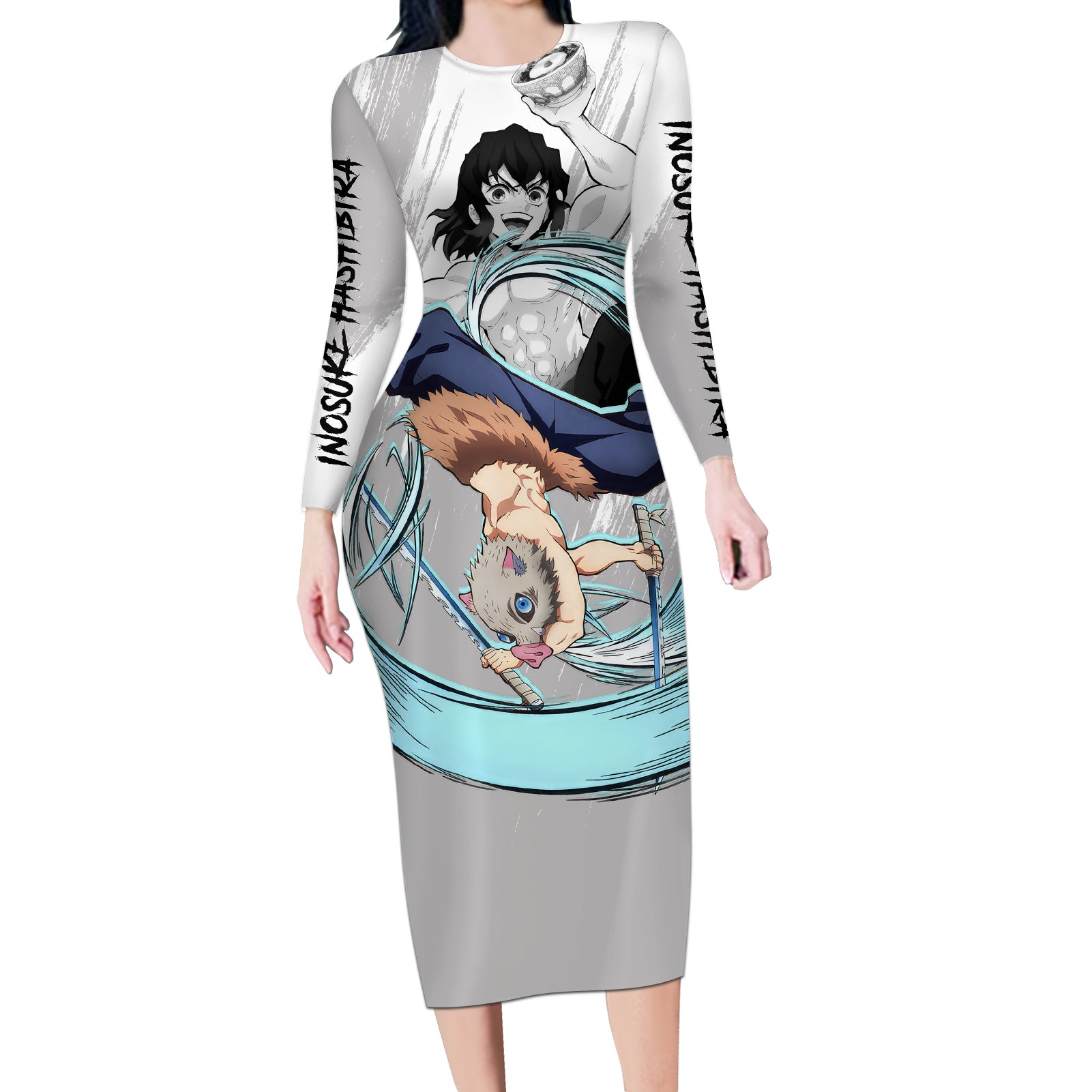 Inosuke Long Sleeve Bodycon Dress Demon Slayer