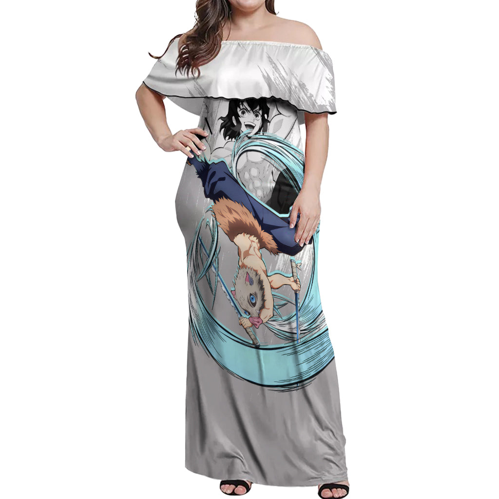 Inosuke Off Shoulder Maxi Dress Demon Slayer