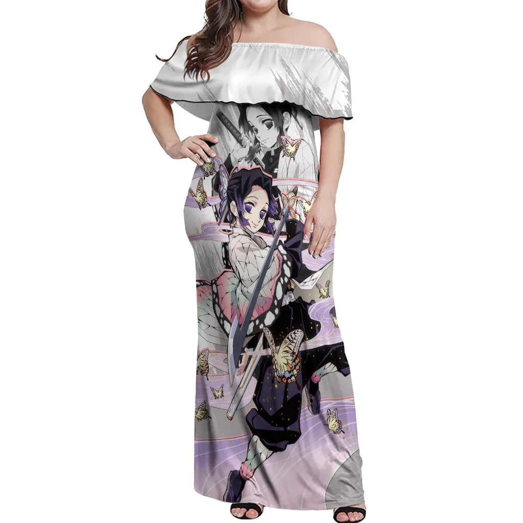Shinobu Kocho Demon Slayer Off Shoulder Maxi Dress Anime Style