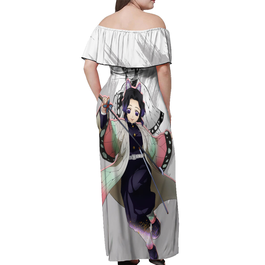 Shinobu Kocho Demon Slayer Off Shoulder Maxi Dress Anime Style