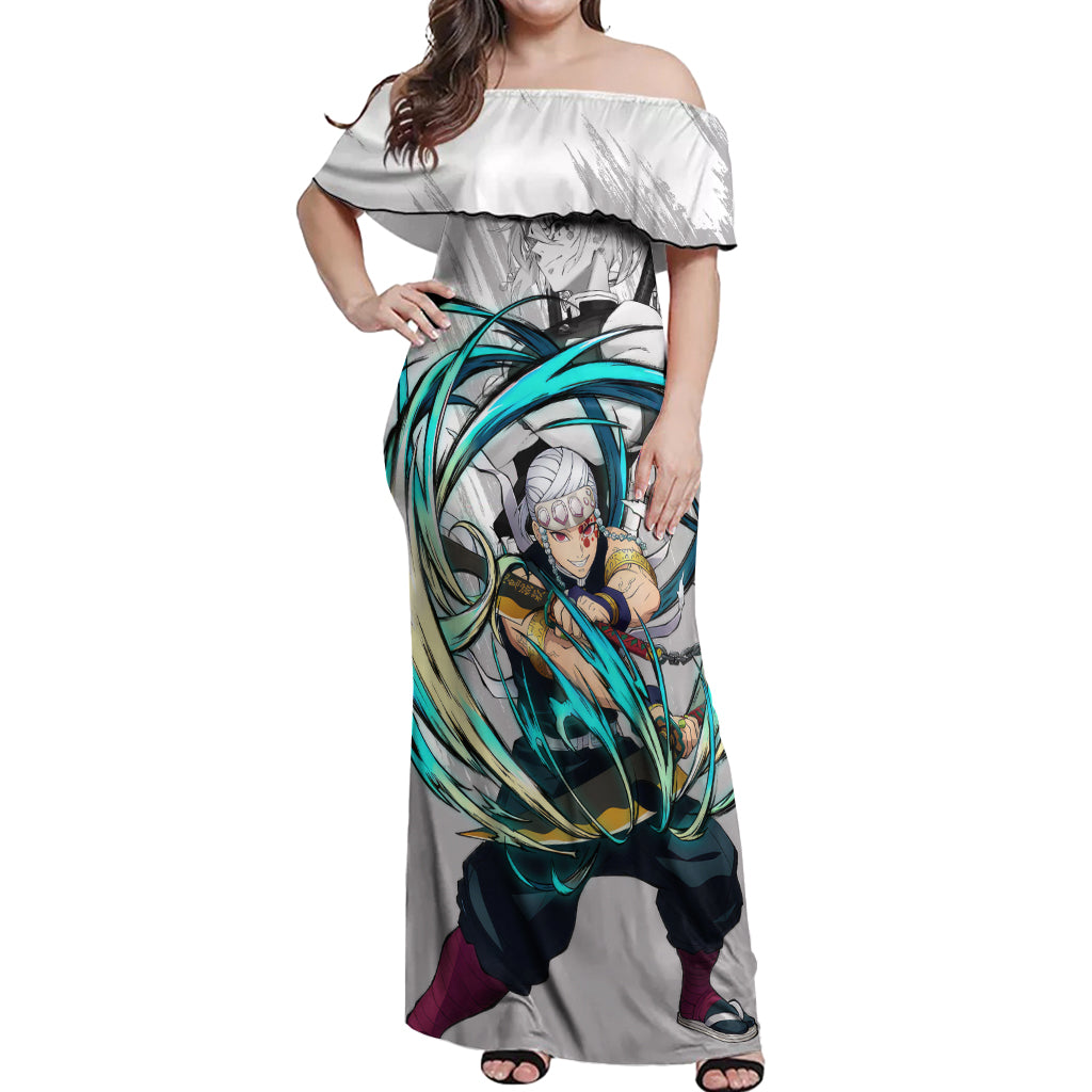 Tengen Uzui Off Shoulder Maxi Dress Demon Slayer