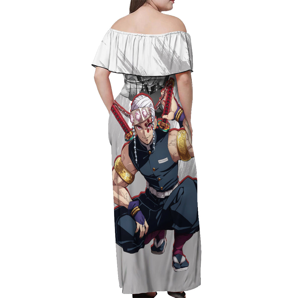 Tengen Uzui Off Shoulder Maxi Dress Demon Slayer
