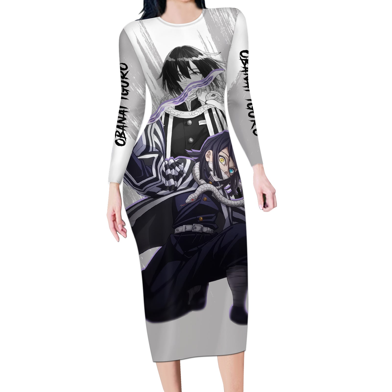 Obanai Iguro Long Sleeve Bodycon Dress Demon Slayer