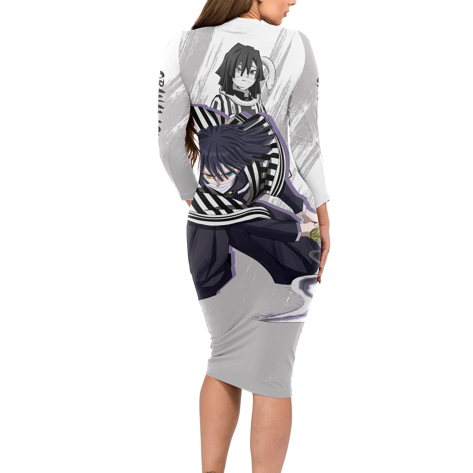 Obanai Iguro Long Sleeve Bodycon Dress Demon Slayer