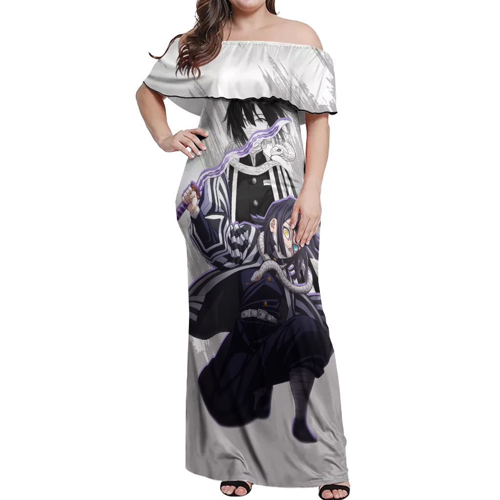 Obanai Iguro Off Shoulder Maxi Dress Demon Slayer