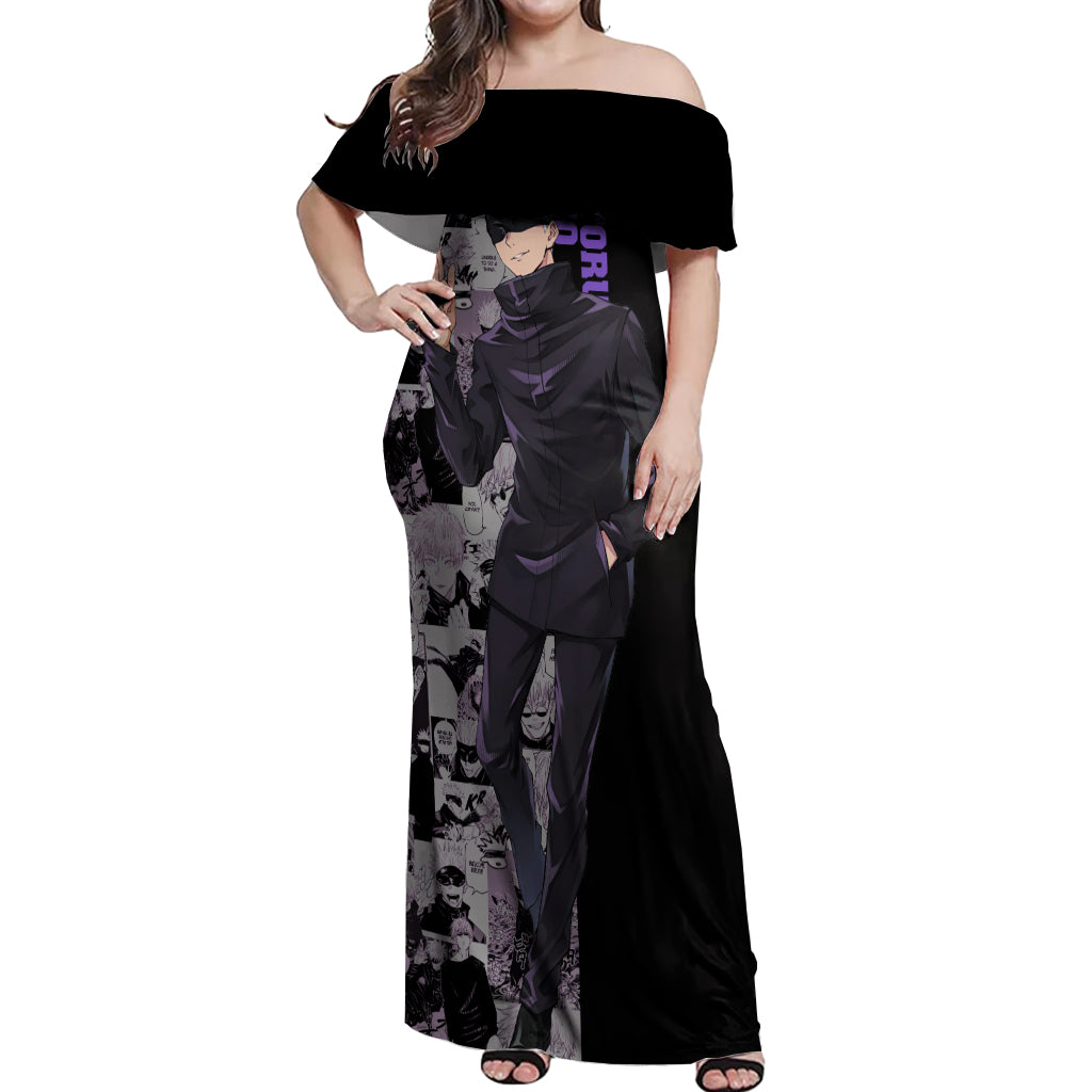 Satoru Gojo - Jujutsu Kaisen Off Shoulder Maxi Dress Manga Style