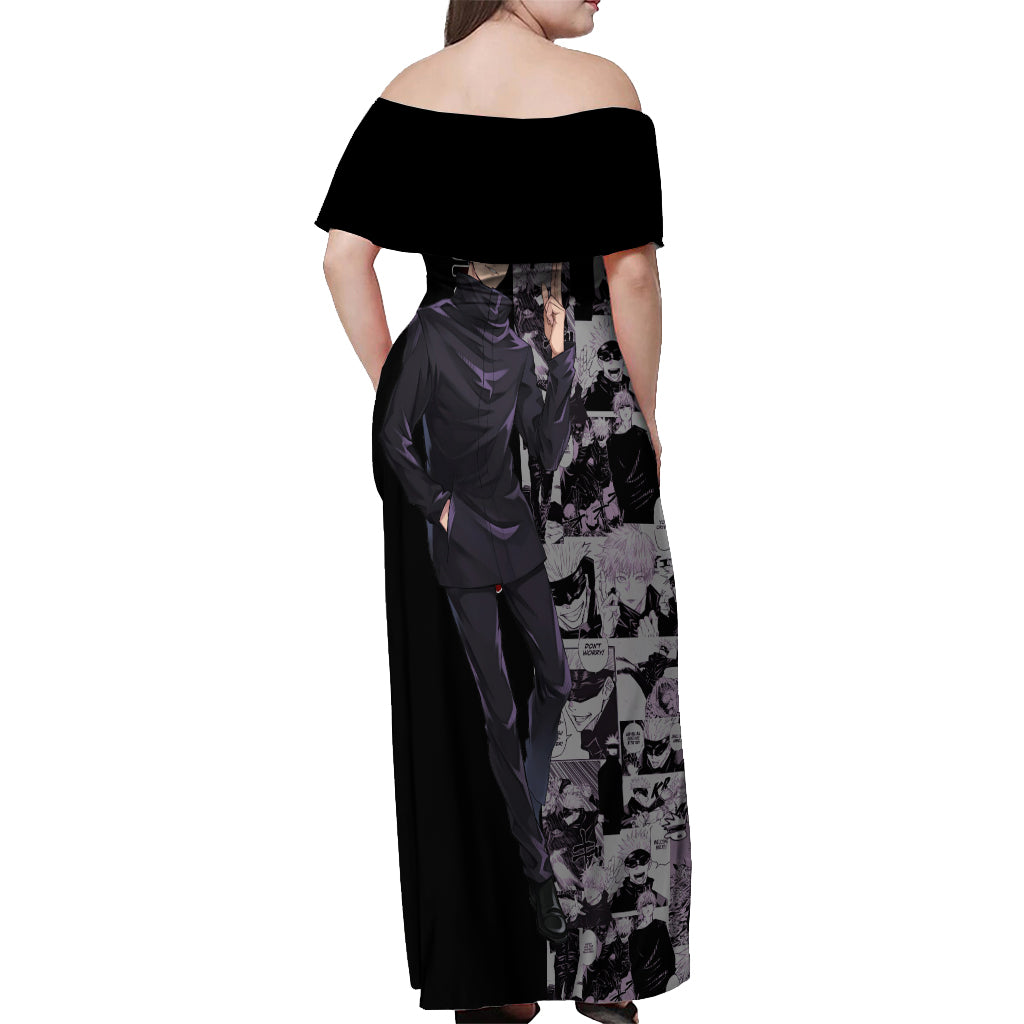 Satoru Gojo - Jujutsu Kaisen Off Shoulder Maxi Dress Manga Style