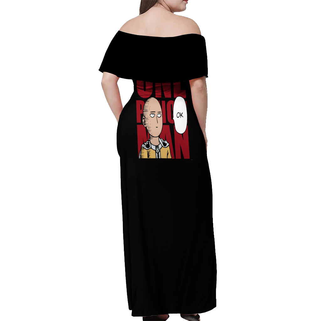 Saitama Off Shoulder Maxi Dress Funny and Cool One Punch Man Anime