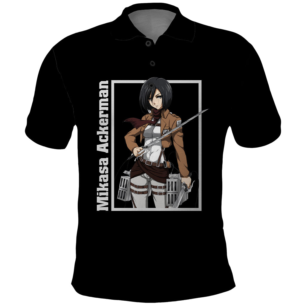 Mikasa Ackerman Polo Shirt Attack On Tittan Anime Style