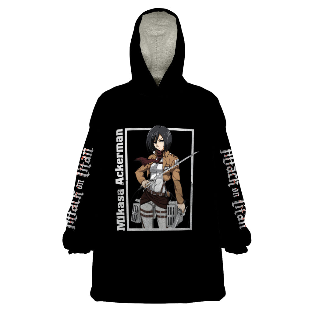 Mikasa Ackerman Wearable Blanket Hoodie Attack On Tittan Anime Style