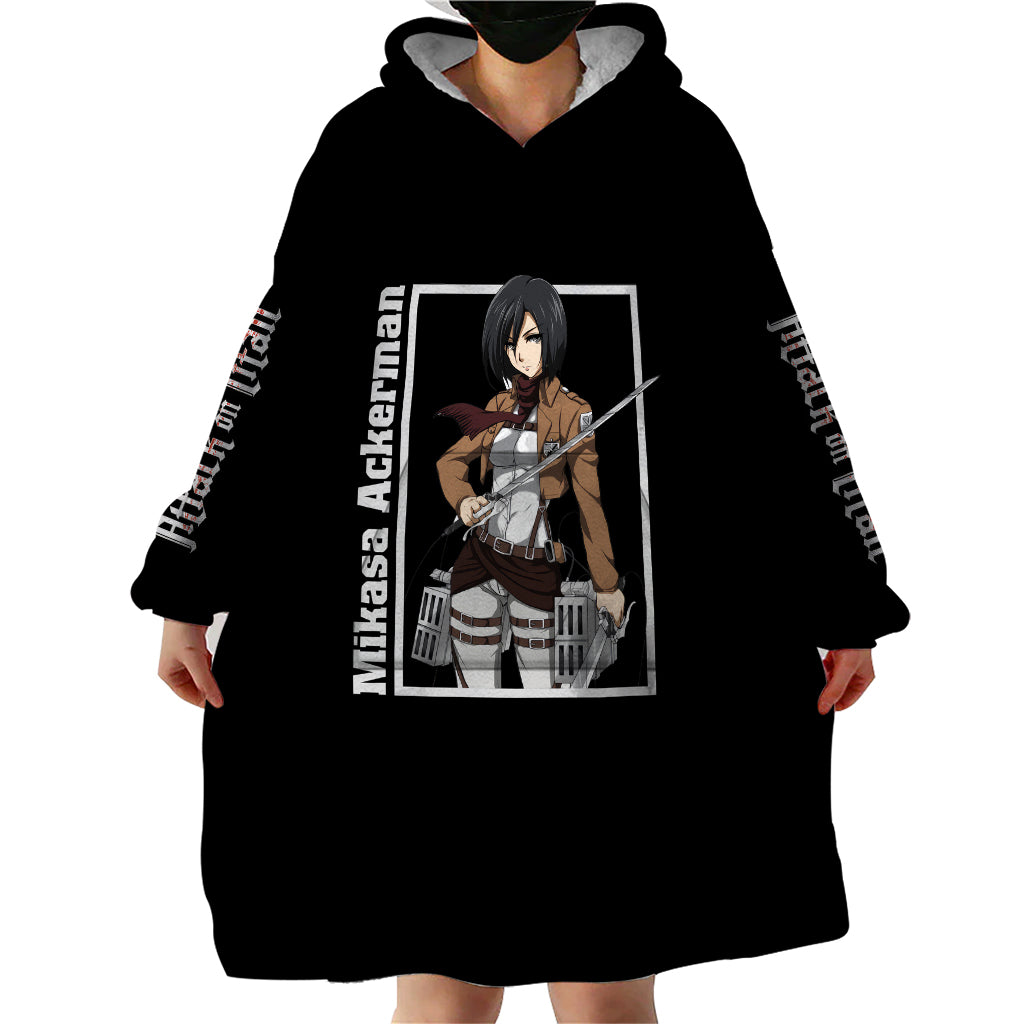 Mikasa Ackerman Wearable Blanket Hoodie Attack On Tittan Anime Style