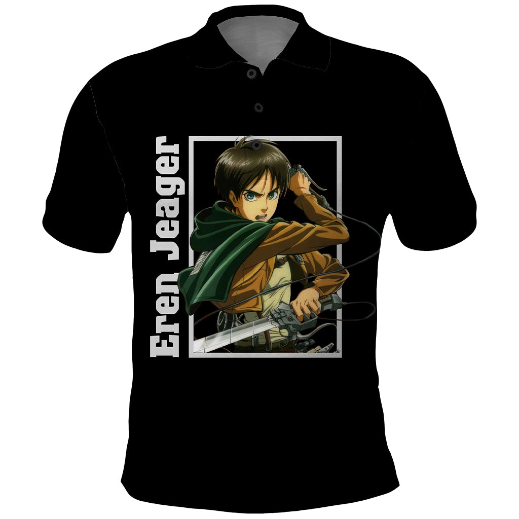 Eren Jeager Polo Shirt Attack On Tittan Anime Style