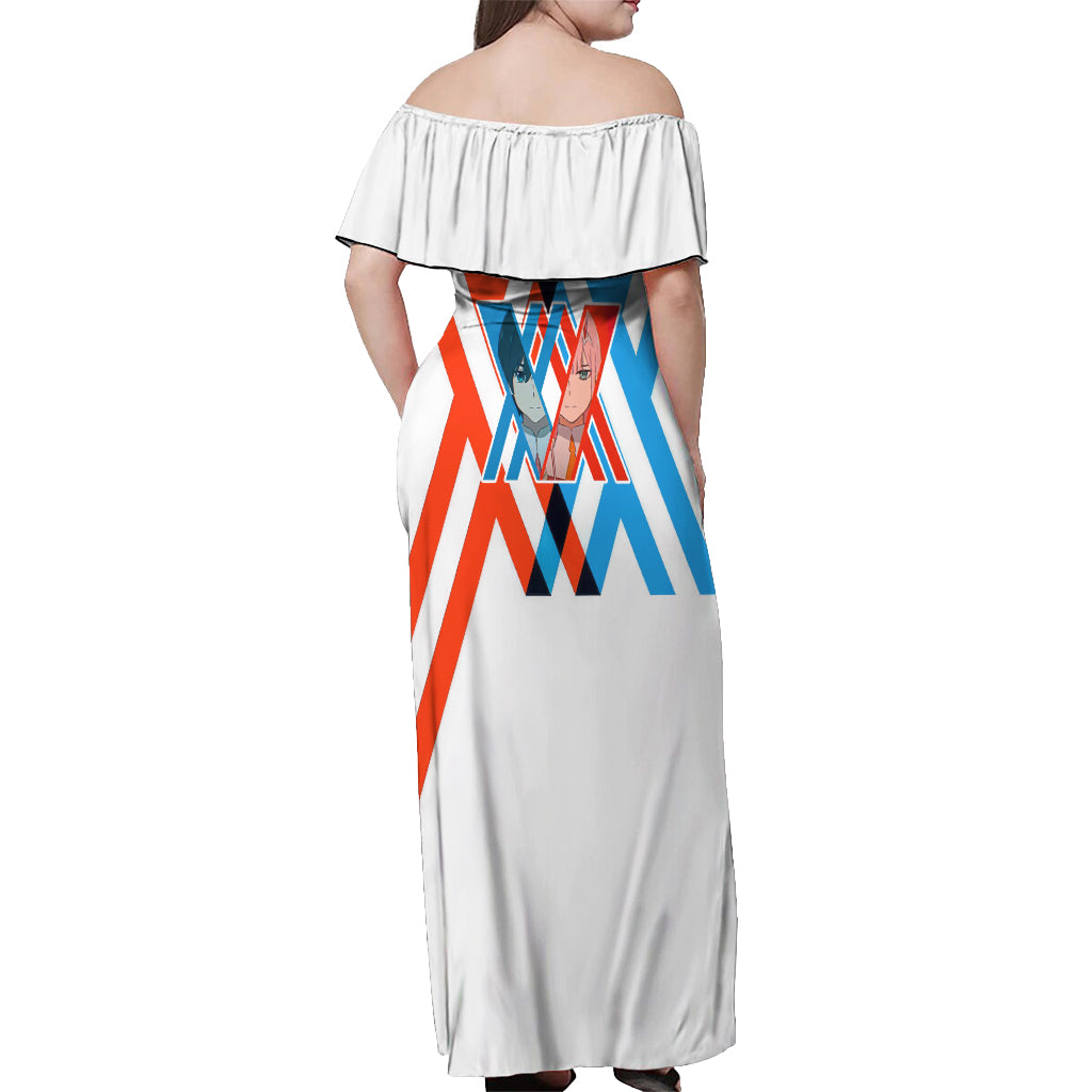 Hiro and Zero Two Strelitzia Off Shoulder Maxi Dress Anime Style