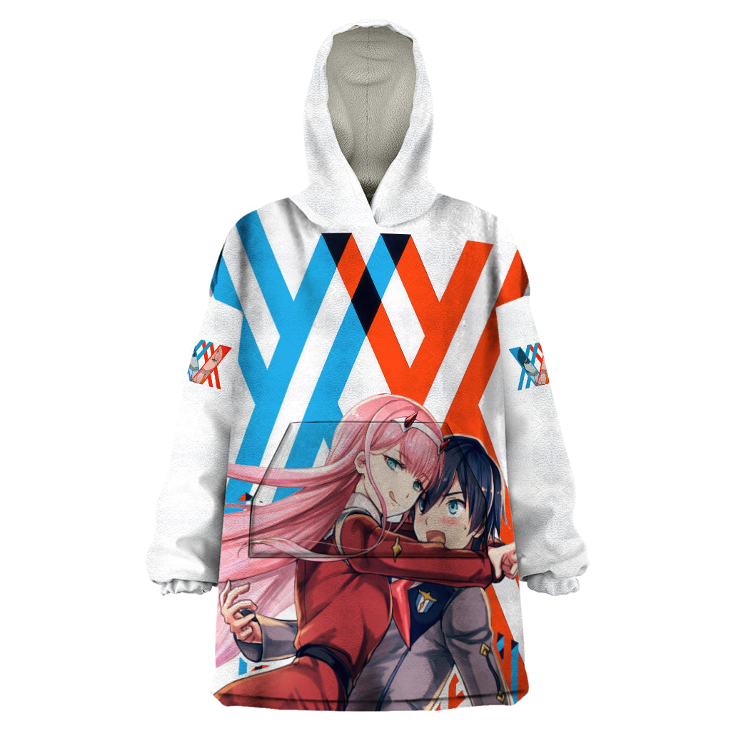 Hiro and Zero Two Strelitzia Wearable Blanket Hoodie Anime Style