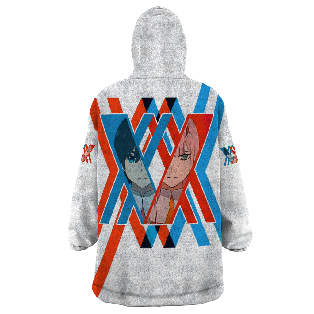 Hiro and Zero Two Strelitzia Wearable Blanket Hoodie Anime Style