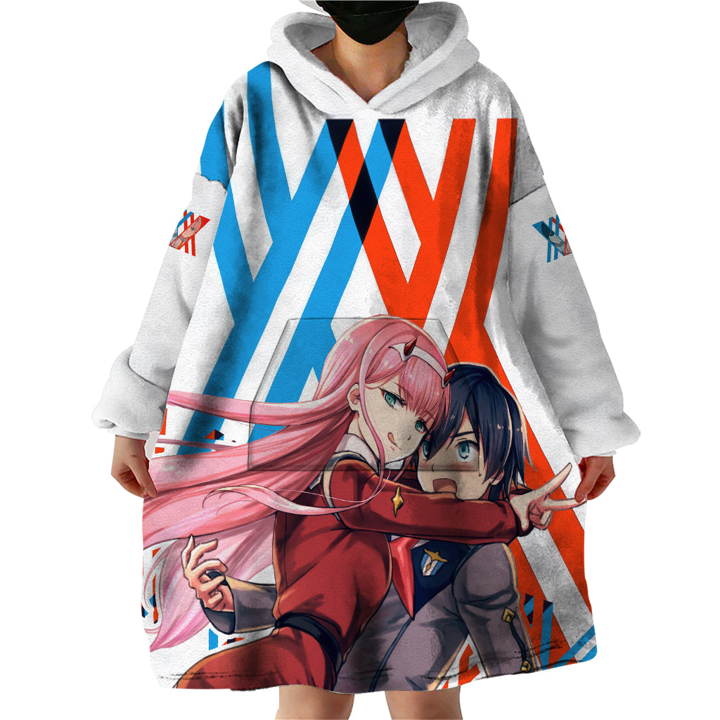 Hiro and Zero Two Strelitzia Wearable Blanket Hoodie Anime Style