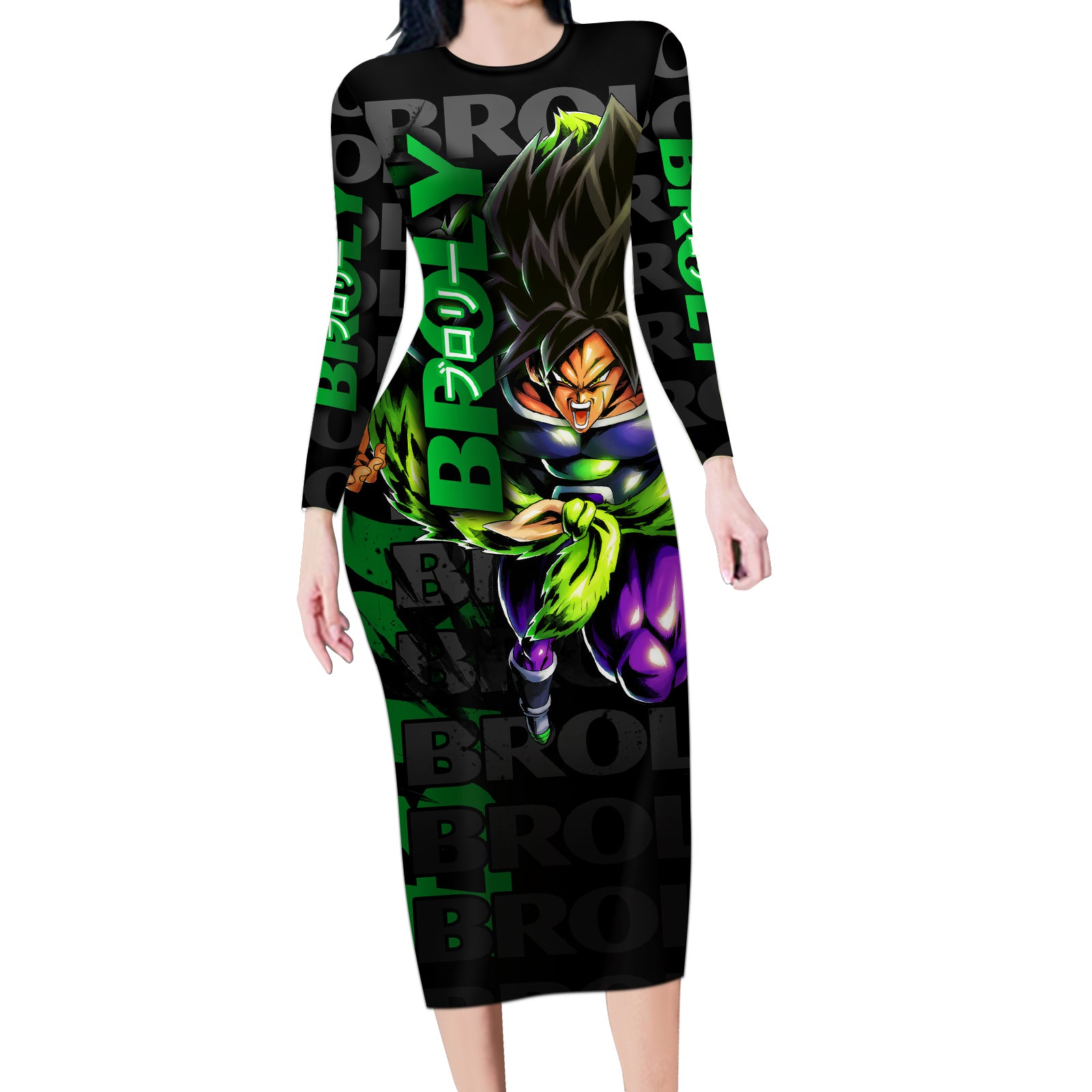 Broly - Dragon Ball Long Sleeve Bodycon Dress Anime Mix Pattern Style