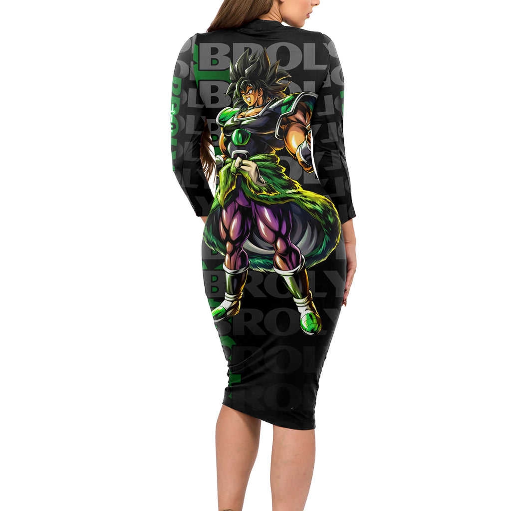 Broly - Dragon Ball Long Sleeve Bodycon Dress Anime Mix Pattern Style