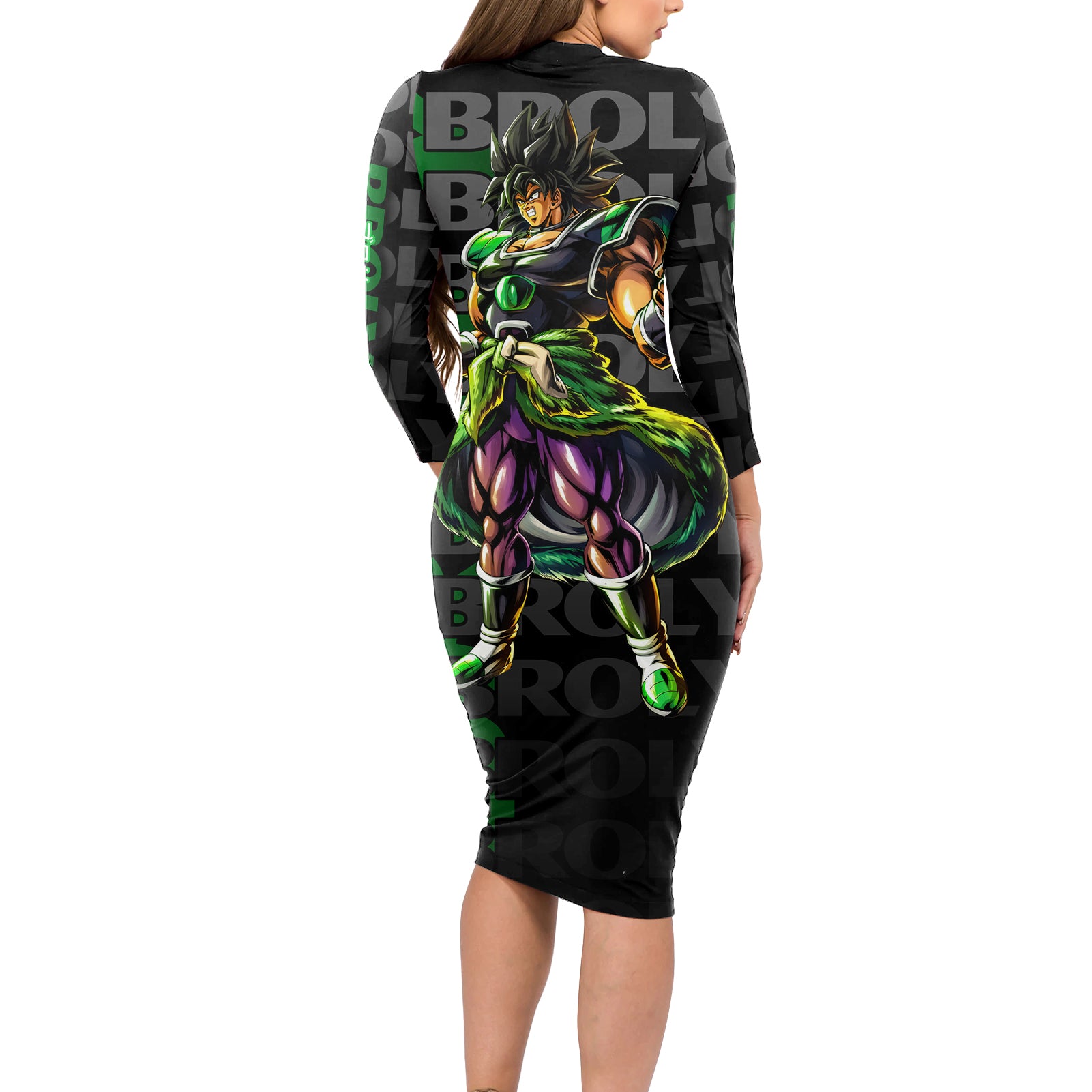 Broly - Dragon Ball Long Sleeve Bodycon Dress Anime Mix Pattern Style