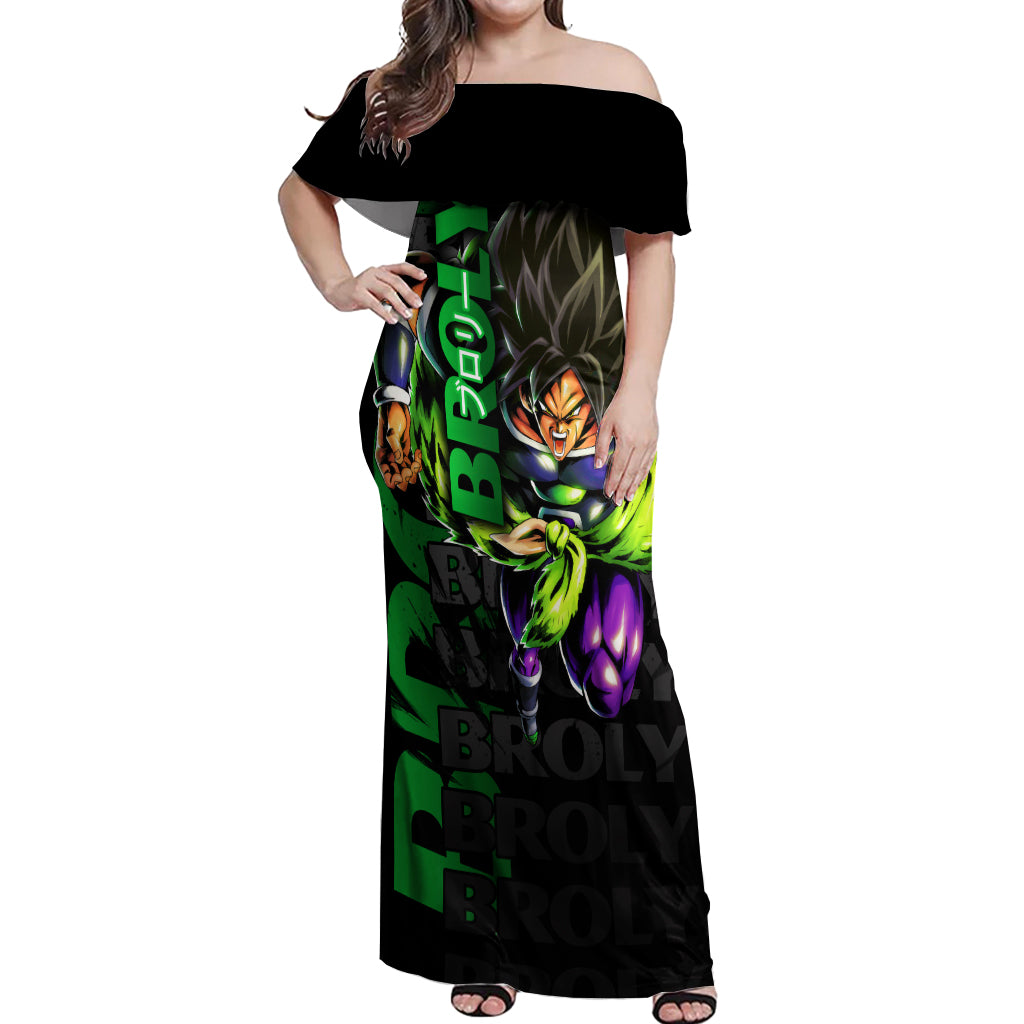 Broly - Dragon Ball Off Shoulder Maxi Dress Anime Mix Pattern Style