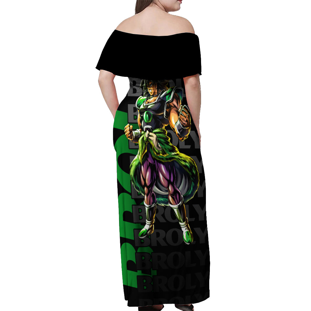 Broly - Dragon Ball Off Shoulder Maxi Dress Anime Mix Pattern Style