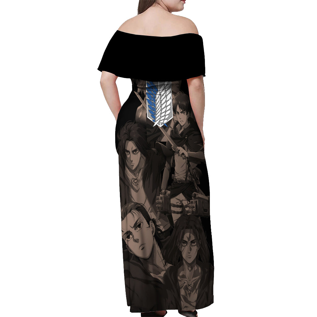 Her Eren Yeager Off Shoulder Maxi Dress Attack On Tittan Anime Style