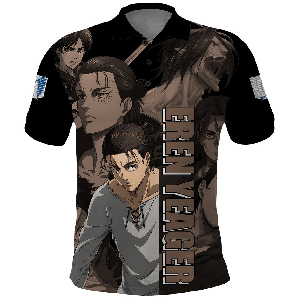 Her Eren Yeager Polo Shirt Attack On Tittan Anime Style