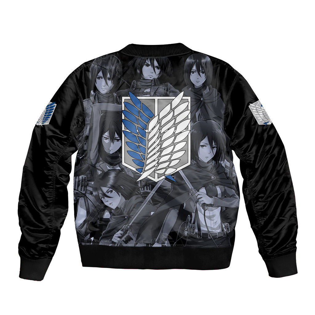 Mikasa Ackerman - Attack On Tittan Bomber Jacket Anime Mix Manga Style