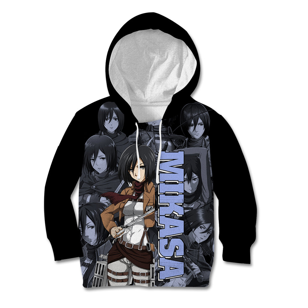 Mikasa Ackerman - Attack On Tittan Kid Hoodie Anime Mix Manga Style