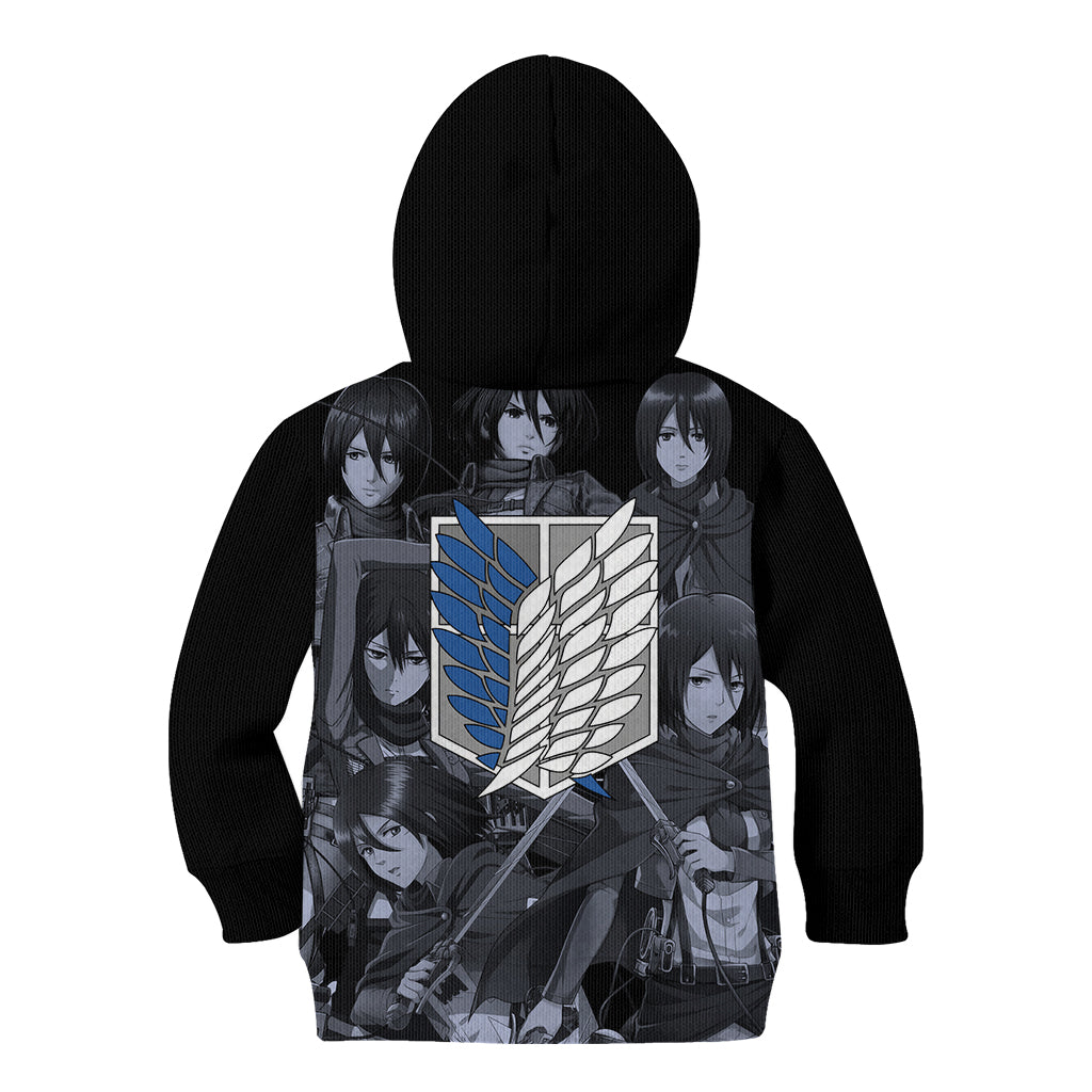 Mikasa Ackerman - Attack On Tittan Kid Hoodie Anime Mix Manga Style