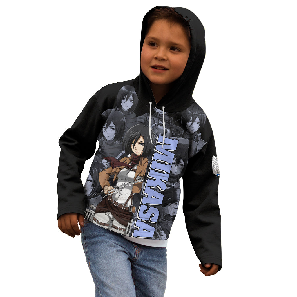 Mikasa Ackerman - Attack On Tittan Kid Hoodie Anime Mix Manga Style
