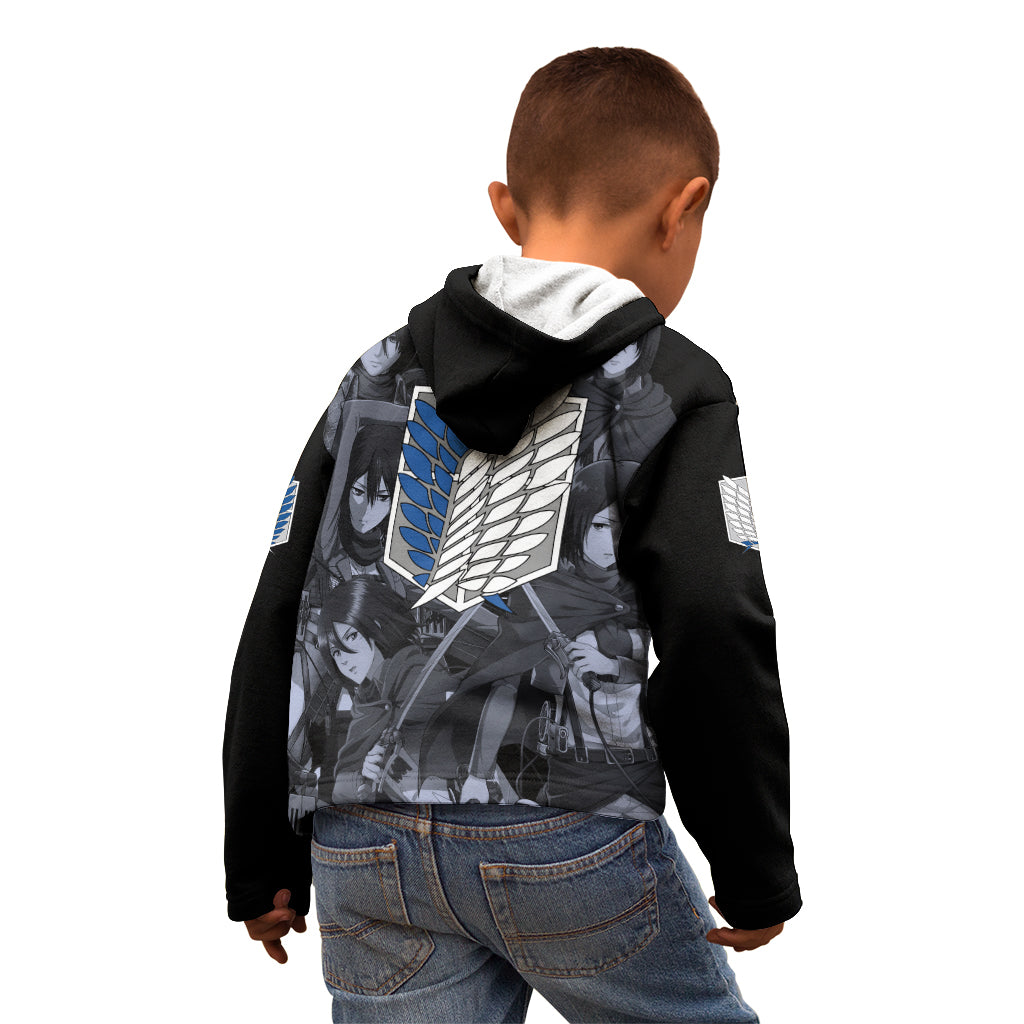 Mikasa Ackerman - Attack On Tittan Kid Hoodie Anime Mix Manga Style