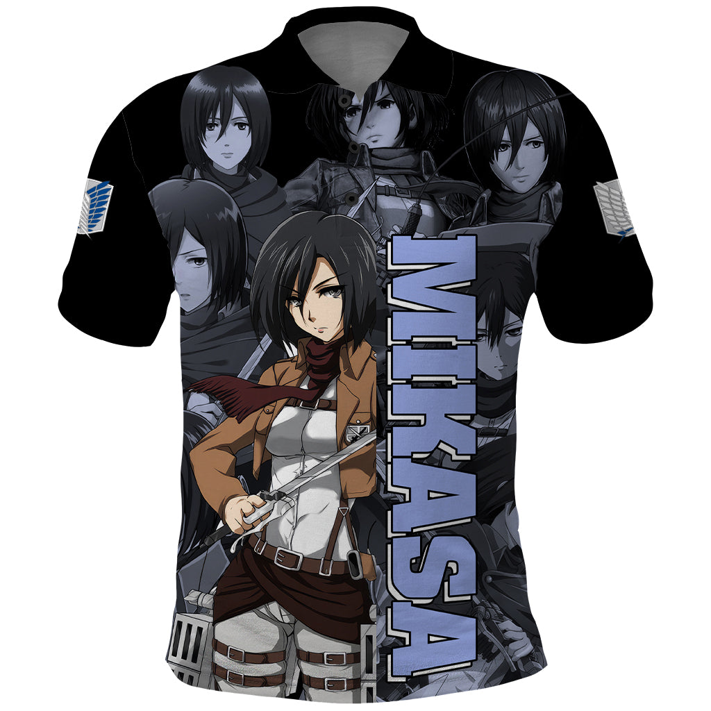 Mikasa Ackerman - Attack On Tittan Polo Shirt Anime Mix Manga Style