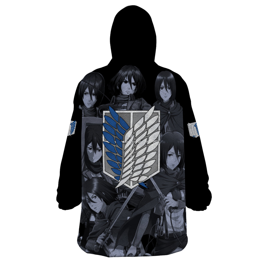 Mikasa Ackerman - Attack On Tittan Wearable Blanket Hoodie Anime Mix Manga Style