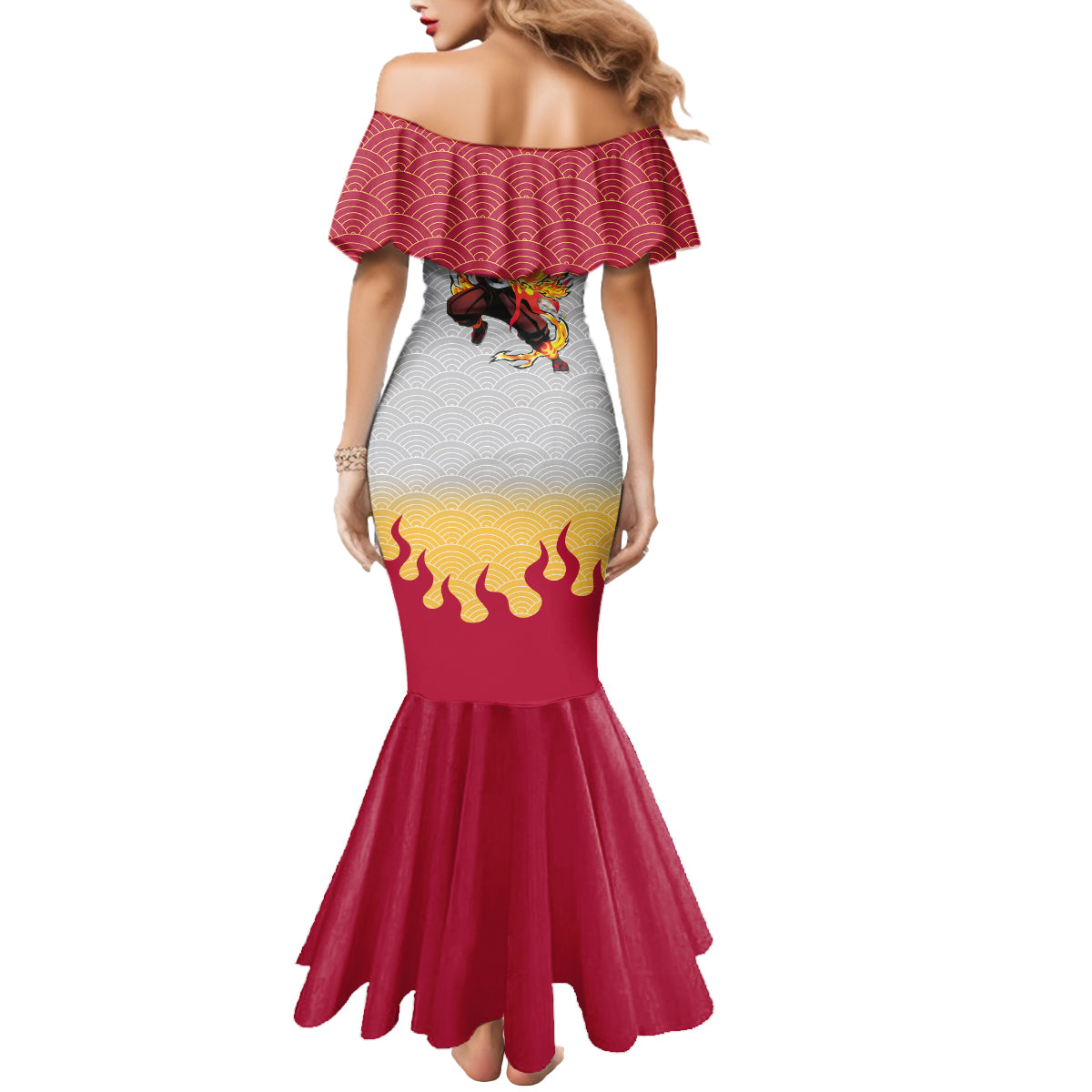 Rengoku Kyoujurou-Demon Slayer Mermaid Dress Anime Mix Japan Pattern Style