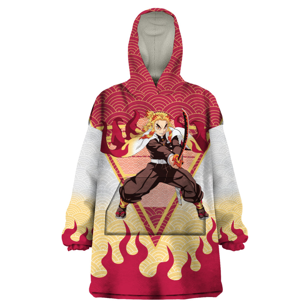 Rengoku Kyoujurou-Demon Slayer Wearable Blanket Hoodie Anime Mix Japan Pattern Style