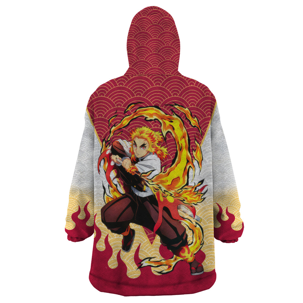 Rengoku Kyoujurou-Demon Slayer Wearable Blanket Hoodie Anime Mix Japan Pattern Style