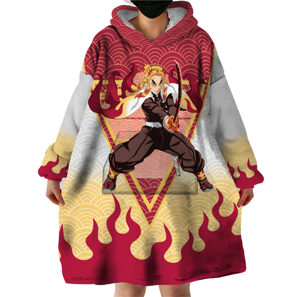 Rengoku Kyoujurou-Demon Slayer Wearable Blanket Hoodie Anime Mix Japan Pattern Style
